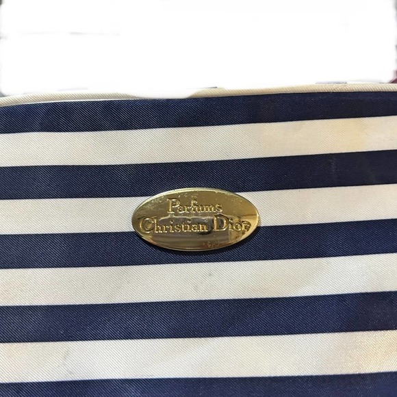 Christian Dior Vintage Navy/White Striped Makeup Bag - Picture 8 of 9